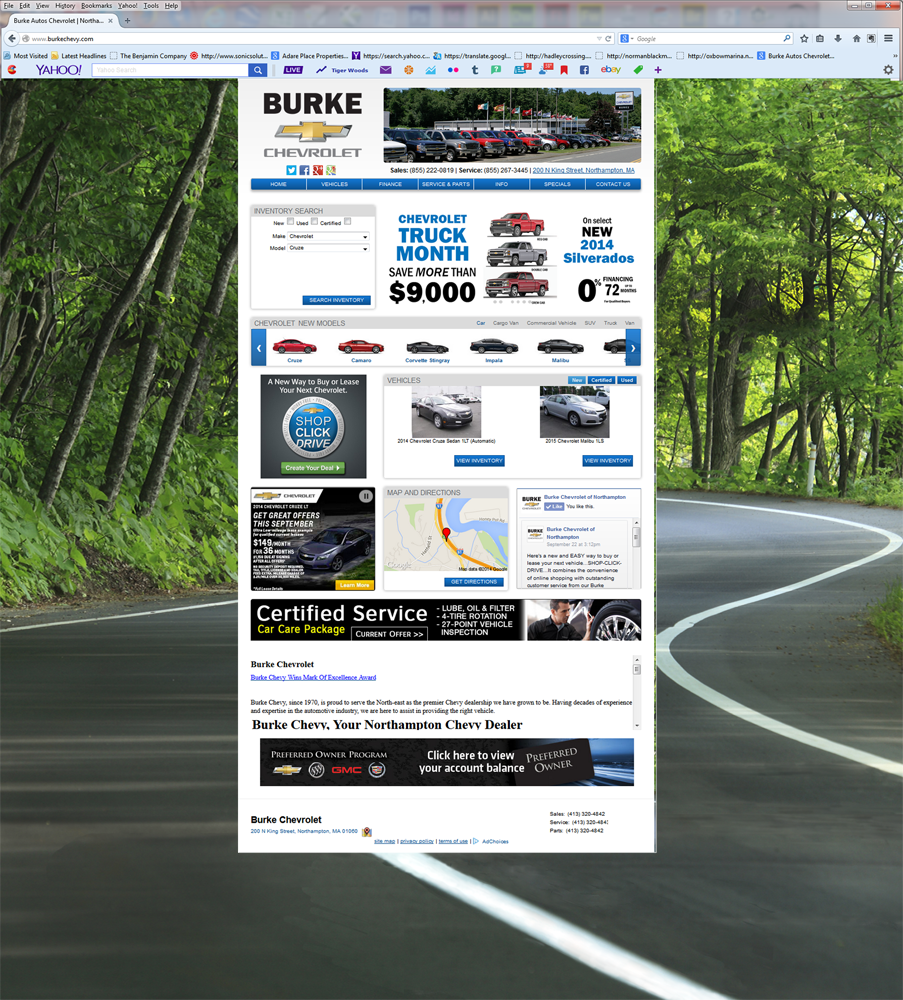 Burke Burke Chevy-Home Page Design-Cruzes Offer