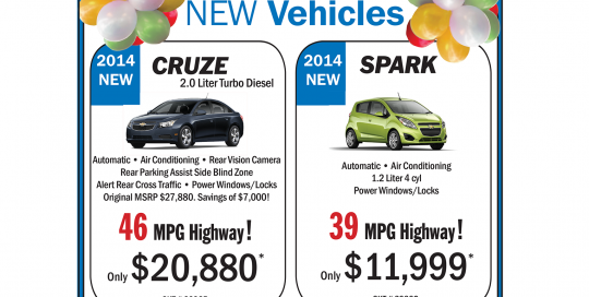 June 2015 Specials-2014 Cruze-Spark